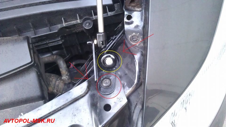 Установка газового упора в капот