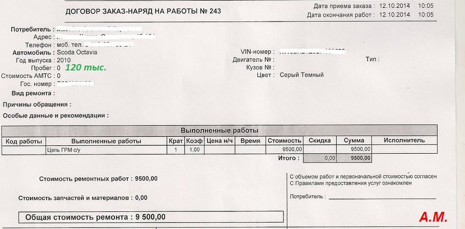 Замена цепи грм шкода октавия 1.8 tsi - стоимость работ и запчастей