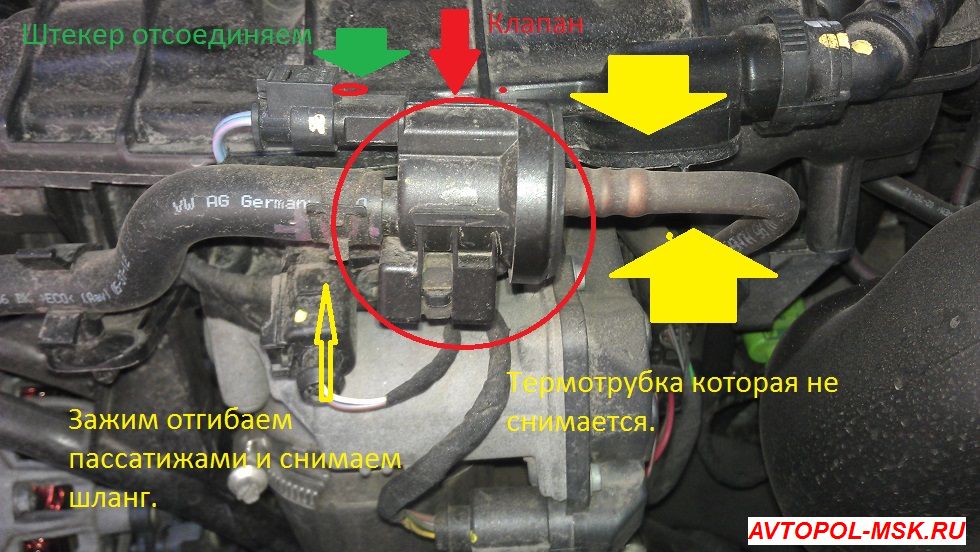 Фото отчет замены клапана адсорбера на Шкоде Октавия А5 1.8 TSI