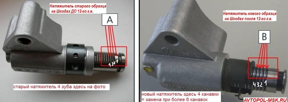 Как посчитать зубцы/канавки на натяжителе Шкоды А5
